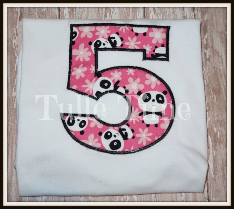 Panda Bär Geburtstagskleid Top-Bodysuit Bestickt Top Mit Namen Personalisierte Nummer von Tulletime