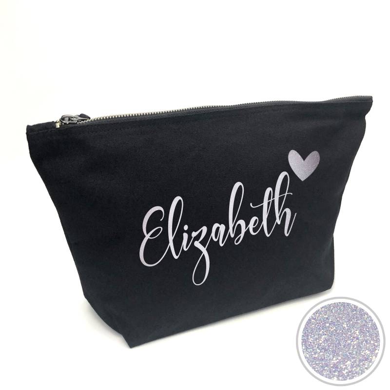 Personalisierte Make-Up Tasche Benutzerdefinierte Name & Echt Glitter Print Perfekte Reise Kosmetiktasche Für Mädchen, Frauen, Jugendliche Nettes von TullunDesigns