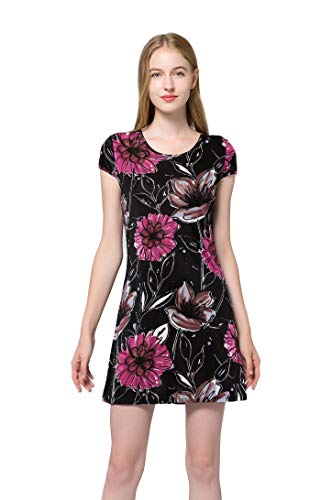 100% Seide Mulberry Silk Summer Dress Patterned Fabric Schwarz S von Tulpen