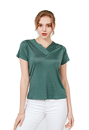 Damen 100% Seide Unterhemd Dehnbar Oberteil Sommer Top Gruen XXL von Tulpen