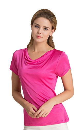 Damen 100% Seide Unterhemd Dehnbar Oberteil Sommer Top Pink S von Tulpen