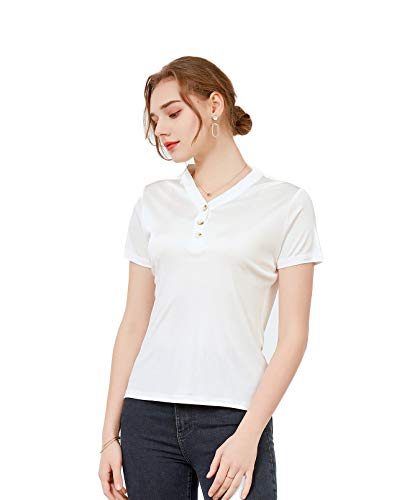 Damen 100% Seide Unterhemd Dehnbar Oberteil Sommer Top Weiss XXL von Tulpen