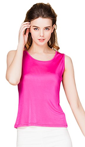 Damen 100% Seide Unterhemd Stretch Oberteil Sommer Top Pink M von Tulpen