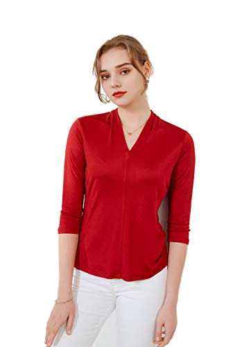 Damen 100% Seide Unterhemd Vintage Oberteil Top Rot XXL von Tulpen