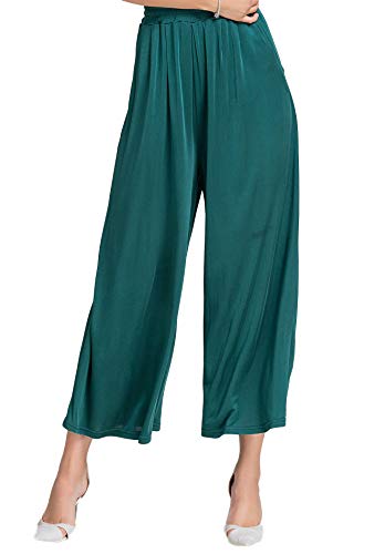 Damen Elastische Taille Hosenrock Freizeithose High Waist Pant Gruen L von Tulpen