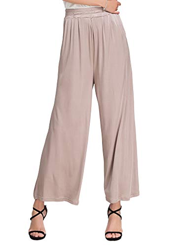 Damen Elastische Taille Hosenrock Freizeithose High Waist Pant Khaki L von Tulpen