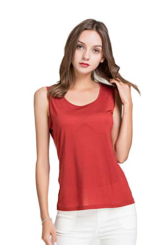 Damen Maulbeerseide Aermellos Shirt Darunter Bluse Sommer Rot L von Tulpen