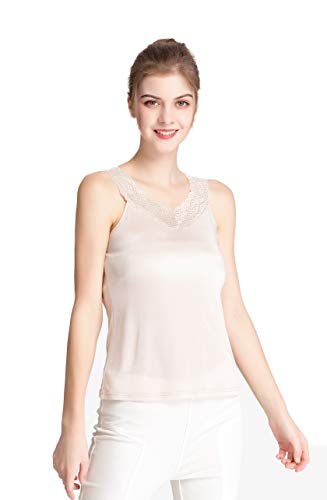 Damen Reiner Seide Oberteil T-Shirt ohne Arm Beige S Damen Reiner Seide Oberteil T-Shirt ohne Arm Beige S von Tulpen