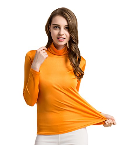 Damen Seide T-Shirt Lange Ärmel Darunter Orange XL Damen Seide T-Shirt Lange Ärmel Darunter Orange XL von Tulpen