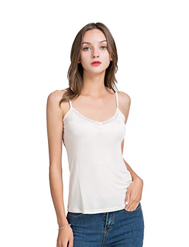 Damen Seide Unterhemd Dehnbar Oberteil Sommer Top Weiss S von Tulpen