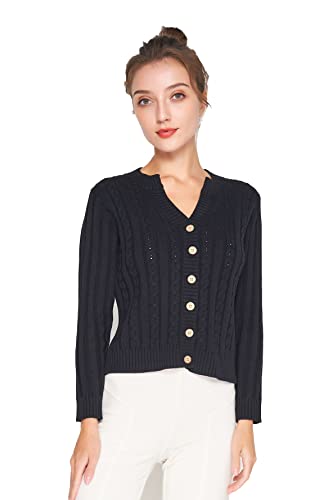 Damen Wollen Mantel Langarm Strickjacken Schwarz M von Tulpen