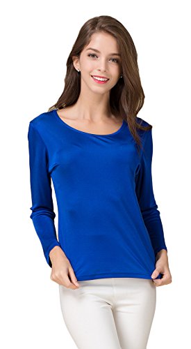 Frauen T-Shirt Rundhals Casual Knit Fabric Tops Walk Outside Saphirblau M von Tulpen