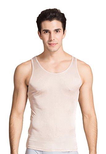 Herren Maulbeerseide Unterhemd Stretch Oberteil Darunter Vest Beige L von Tulpen