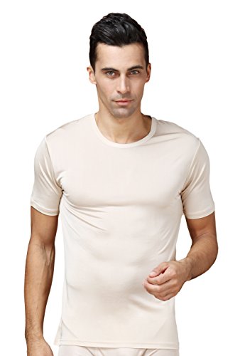 Herren Maulbeerseide Unterhemd Stretch Oberteil Darunter Vest Beige L von Tulpen