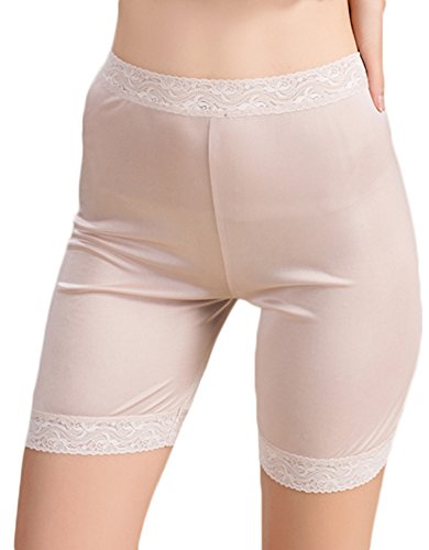 Tulpen 100% Seide Boxershort Spitze Sanfte Komfortable Kurz Leggings Beige L von Tulpen