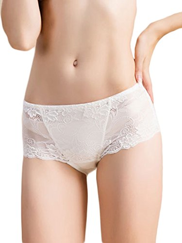 Tulpen Damen 100% Seide Panty Slip Hipster Boxershort Thong Weiss L von Tulpen