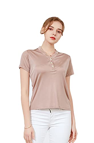 Tulpen Damen 100% Seide Unterhemd Dehnbar Oberteil Sommer Top Braun XXL von Tulpen