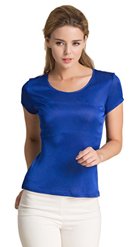 Tulpen Damen 100% Seide Unterhemd Stretch Oberteil Sommer Top Saphirblau S von Tulpen