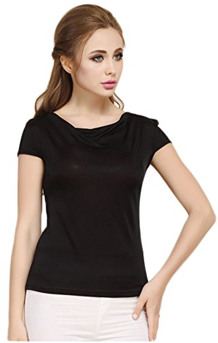 Tulpen Damen 100% Seide Unterhemd Stretch Oberteil Sommer Top Schwarz S von Tulpen