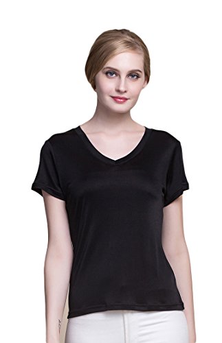 Tulpen Damen 100% Seide Unterhemd Stretch Oberteil Sommer Top Schwarz S von Tulpen