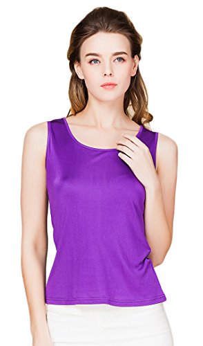 Tulpen Damen 100% Seide Unterhemd Stretch Oberteil Sommer Top Violett M von Tulpen