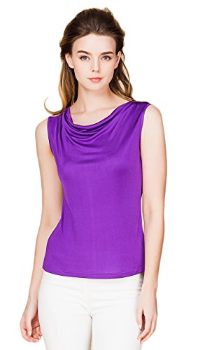 Tulpen Damen 100% Seide Unterhemd Stretch Oberteil Sommer Top Violett S von Tulpen
