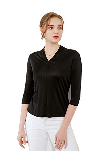 Tulpen Damen 100% Seide Unterhemd Vintage Oberteil Top Schwarz XXL von Tulpen