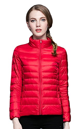 Tulpen Damen Daunenjacke Kapuzen Packbar Ultra Leicht Gewicht Rot S von Tulpen