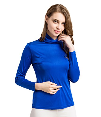 Damen 100% Seide T-Shirt Lange Ärmel Darunter Saphirblau XL Damen 100% Seide T-Shirt Lange Ärmel Darunter Saphirblau XL von Tulpen