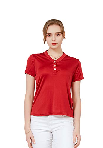 Tulpen Damen Maulbeerseide Darunter Mustern Bluse Fruehjahr Rot L von Tulpen