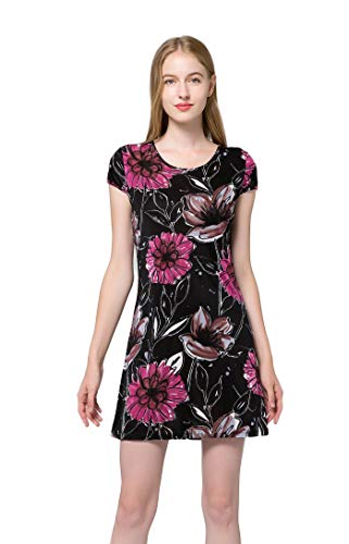 Tulpen Damen Maulbeerseide Vintage Sommerkleid Strand Kleid Schwarz M von Tulpen