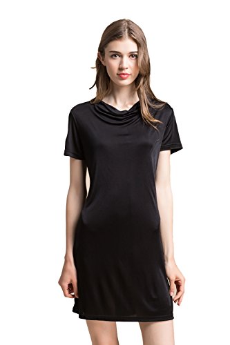 Tulpen Damen Reiner Seide Tops Kurzarm Lang Tops Homedress Schwarz M von Tulpen