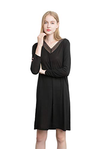 Tulpen Damen Seide Langarm Schlafkleider Nightgown Sleepwear Black XL Tulpen Damen Seide Langarm Schlafkleider Nightgown Sleepwear Black XL von Tulpen