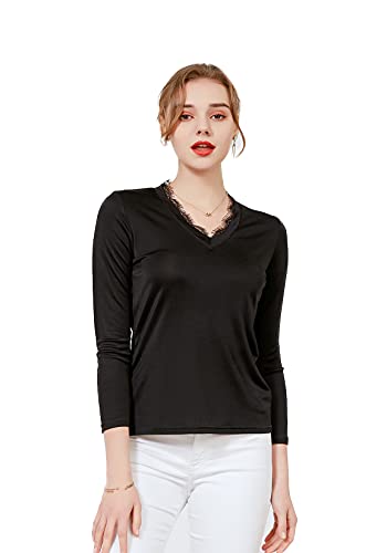 Tulpen Damen Seide Unterhemd Spitze Oberteil Sommer Top Schwarz S von Tulpen