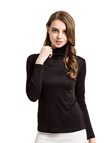 Tulpen Damen Seide Unterhemd Stretch Oberteil Herbst Top Schwarz S von Tulpen