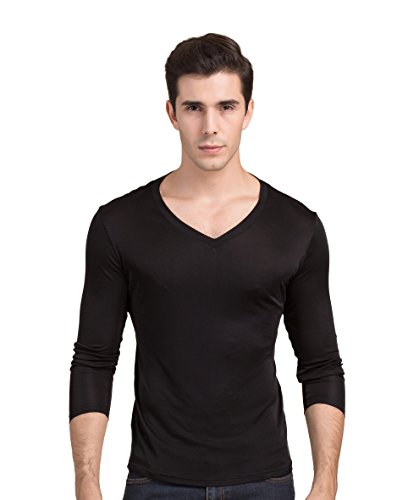 Tulpen Herren Maulbeerseide Darunter Bluse Casual Stretch Oberteil Schwarz XL Tulpen Herren Maulbeerseide Darunter Bluse Casual Stretch Oberteil Schwarz XL von Tulpen