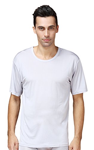 Tulpen Herren Maulbeerseide Unterhemd Stretch Oberteil Darunter Silbergrau L von Tulpen