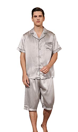 Tulpen Herren Silk Pajama Sets Sleep Sets 19mm Homewear Grau 2XL von Tulpen