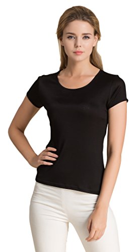 Tulpen Maedchen 100% Seide Unterhemd Stretch Oberteil Sommer Top Schwarz S von Tulpen