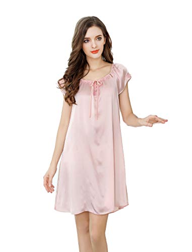 Tulpen Maulbeerseide Nachtwaesche Schlafkleid Spitze Nachthemd Rosa L von Tulpen