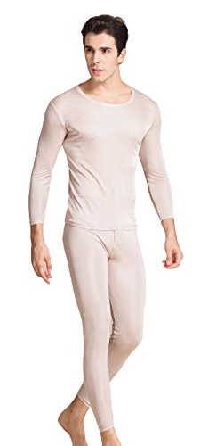 Tulpen Maulbeerseide Thermounterwaesche Sets Thermal Underwear Suit Beige XL von Tulpen