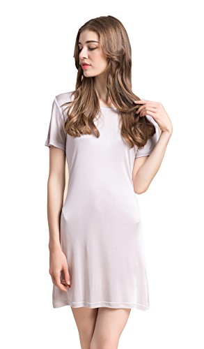 Tulpen Seide Rundhals Nachtkleid Unterhemd Stretch Oberteil Silbergrau S von Tulpen