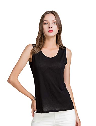 Tulpen Women Seide Lyocell Tops Rundhals Camisole Schwarz XL von Tulpen