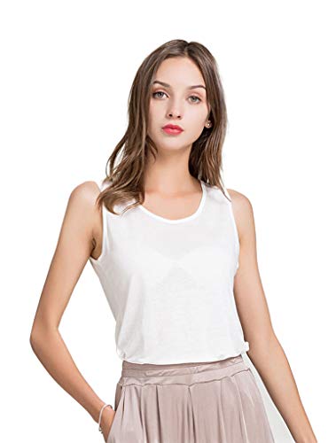 Tulpen Women Seide Lyocell Tops Rundhals Camisole Weiss XL von Tulpen