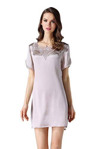 Tulpen Women's Nightdress Kurzaermelig Nachthemd Hochzeit Silbergrau M von Tulpen