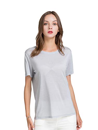 Women's Silk Chinese Style T-Shirt Knit Fabric Camisole Grau XL von Tulpen