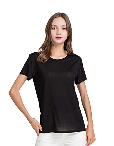 Women's Silk Chinese Style T-Shirt Knit Fabric Camisole Schwarz XL von Tulpen