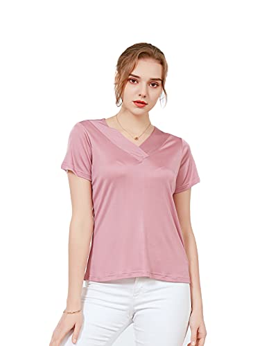 Women's Silk T-Shirt Knit Fabric V-Neck Camisole Lilarosa XL von Tulpen