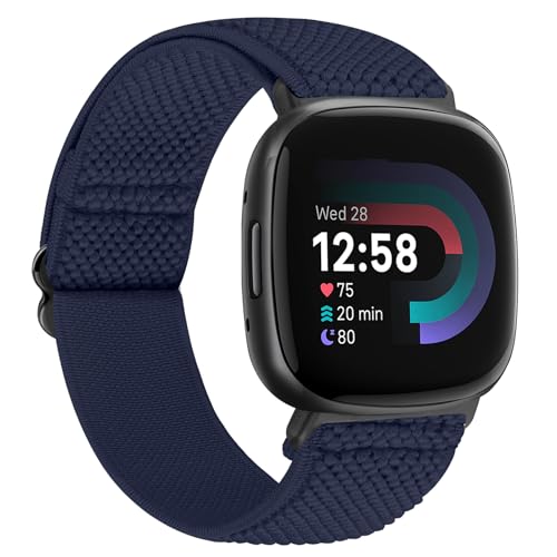 TumCez Armband Kompatibel mit Fitbit Versa 4/Fitbit Versa 3/Fitbit Sense 2/Fitbit Sense Armband, Verstellbares Elastisches Armband Nylon Ersatzarmband Sport Ersatzarmband für Damen Herren, Indigo von TumCez