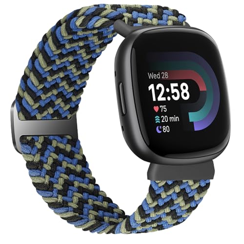 TumCez Armband Kompatibel mit Fitbit Versa 4/Versa 3/Sense 2/Sense Armband für Damen Herren, Blau Camouflage, Klassisch von TumCez